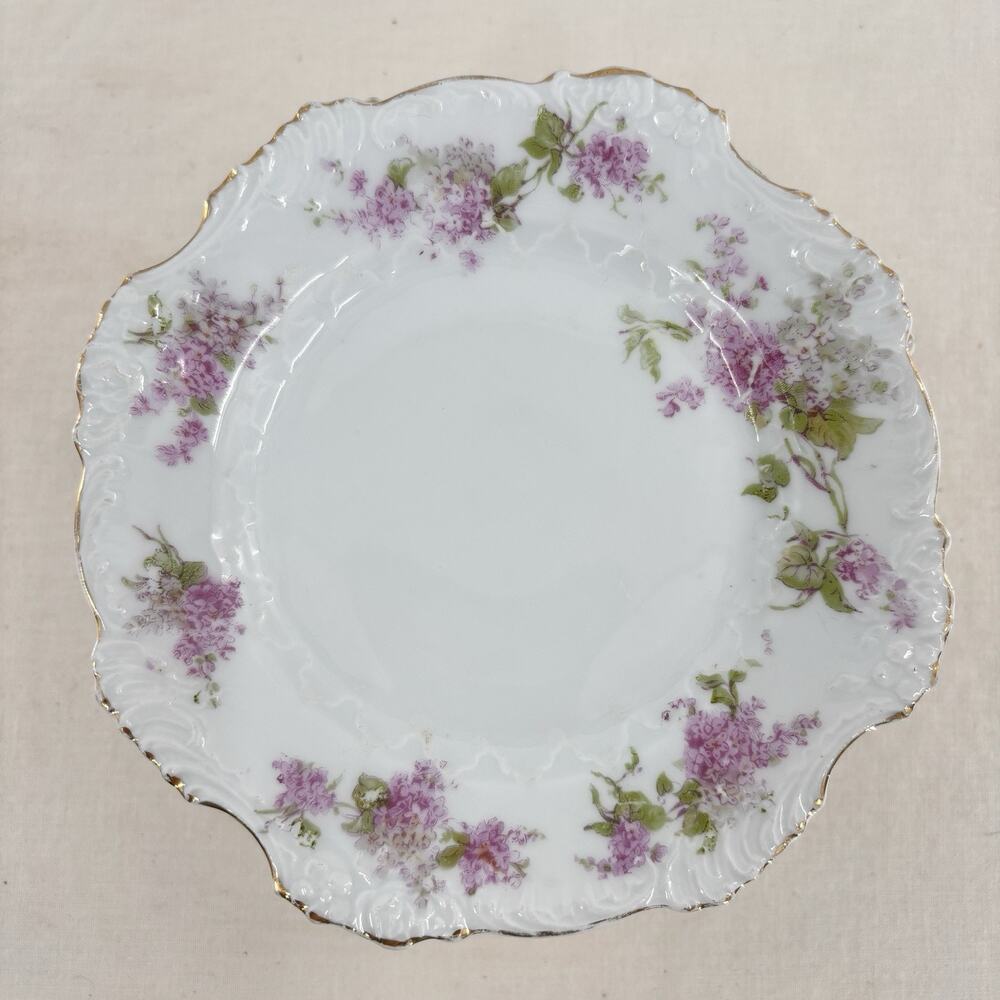 Antique Hermann Ohme Silesia Porcelain Plates Lot 8 Floral Gilt Mismatched Set - Picture 2 of 16